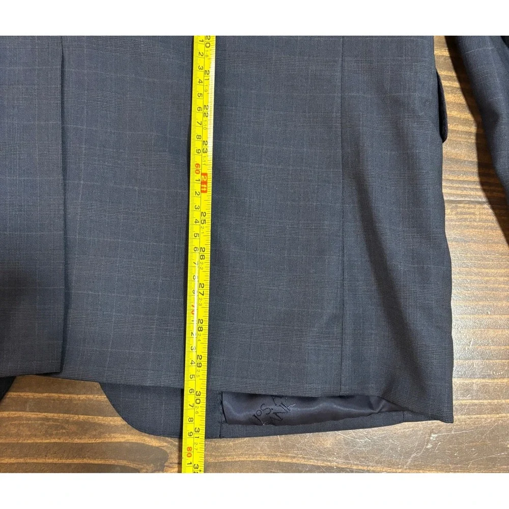 Jos A Bank Signature Gold Gordon Sport Coat Blazer Mens 42S Navy Windowpane Wool